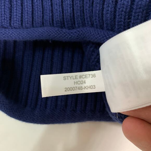 J.Crew XS Navy Ribbed Cotton Button Collar Sweater Classic Preppy - Picture 9 of 10